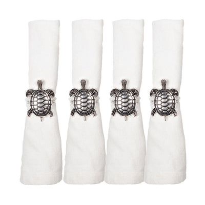 Silver turtle napkin ring, set of 4 - metal