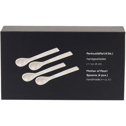 Mother-of-pearl caviar spoons, set of 4, 11 cm – straight corners