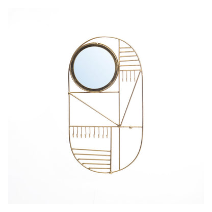 Vægbøjle i jern, oval, messing, 28×52 cm - dekorativ