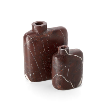 Marble vase, wine red, tall - High