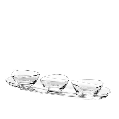 Glass aperitif set, 3 cups on plateau, 50 cm - Italian