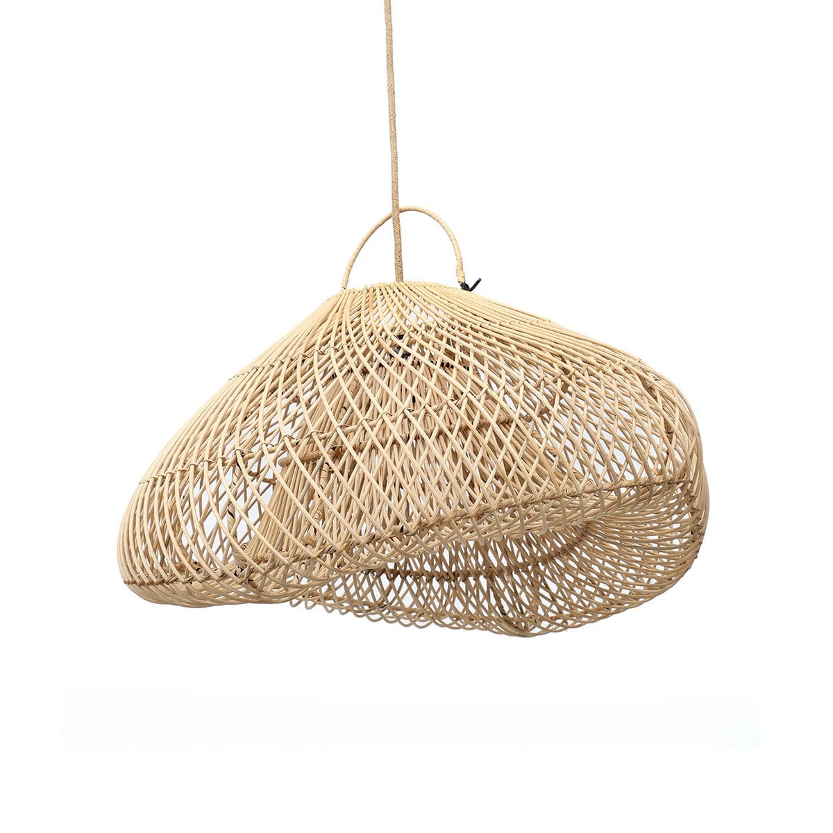Rattan pendant light, medium – handwoven cloud form