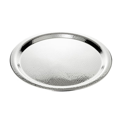 Stainless steel serving tray, hammered 44 cm