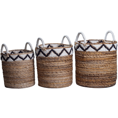 Jute- og bomuldskurv DALU M – ø35 × 40 cm