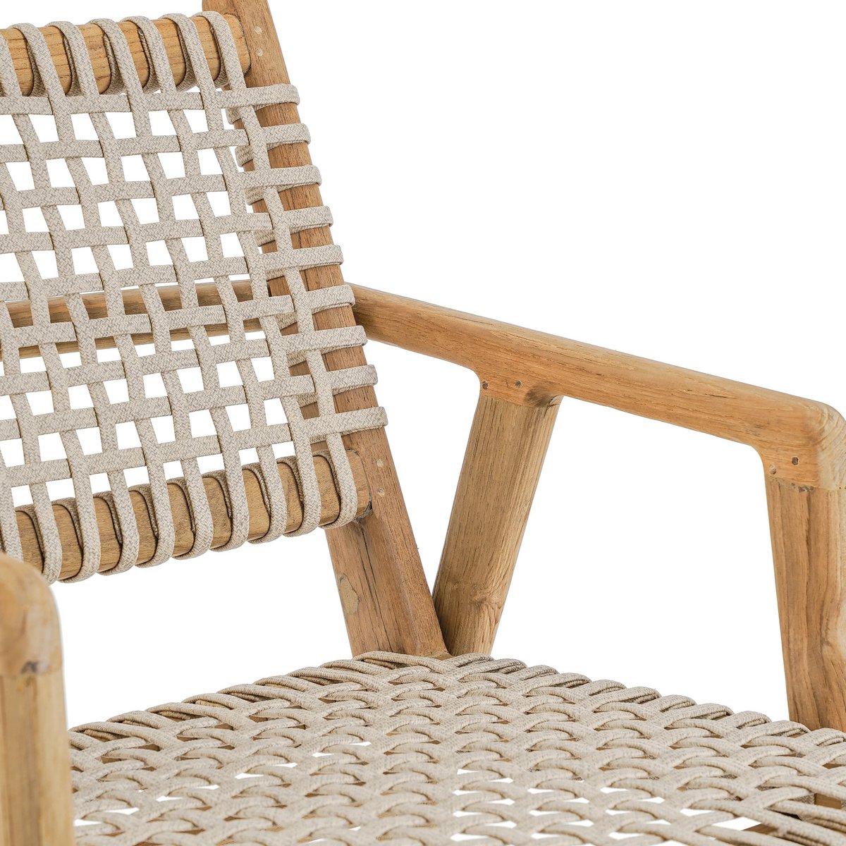 Reclaimed teak armchair - hand-woven cord