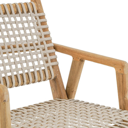 Reclaimed teak armchair - hand-woven cord