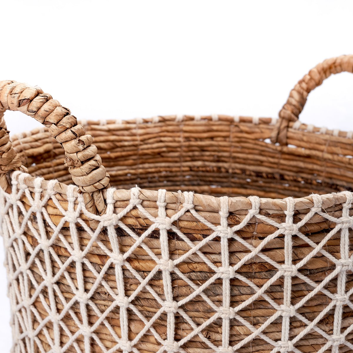 Korb Kerso M aus Baumwolle und Jute – Ø 35 cm, 40 cm hoch
