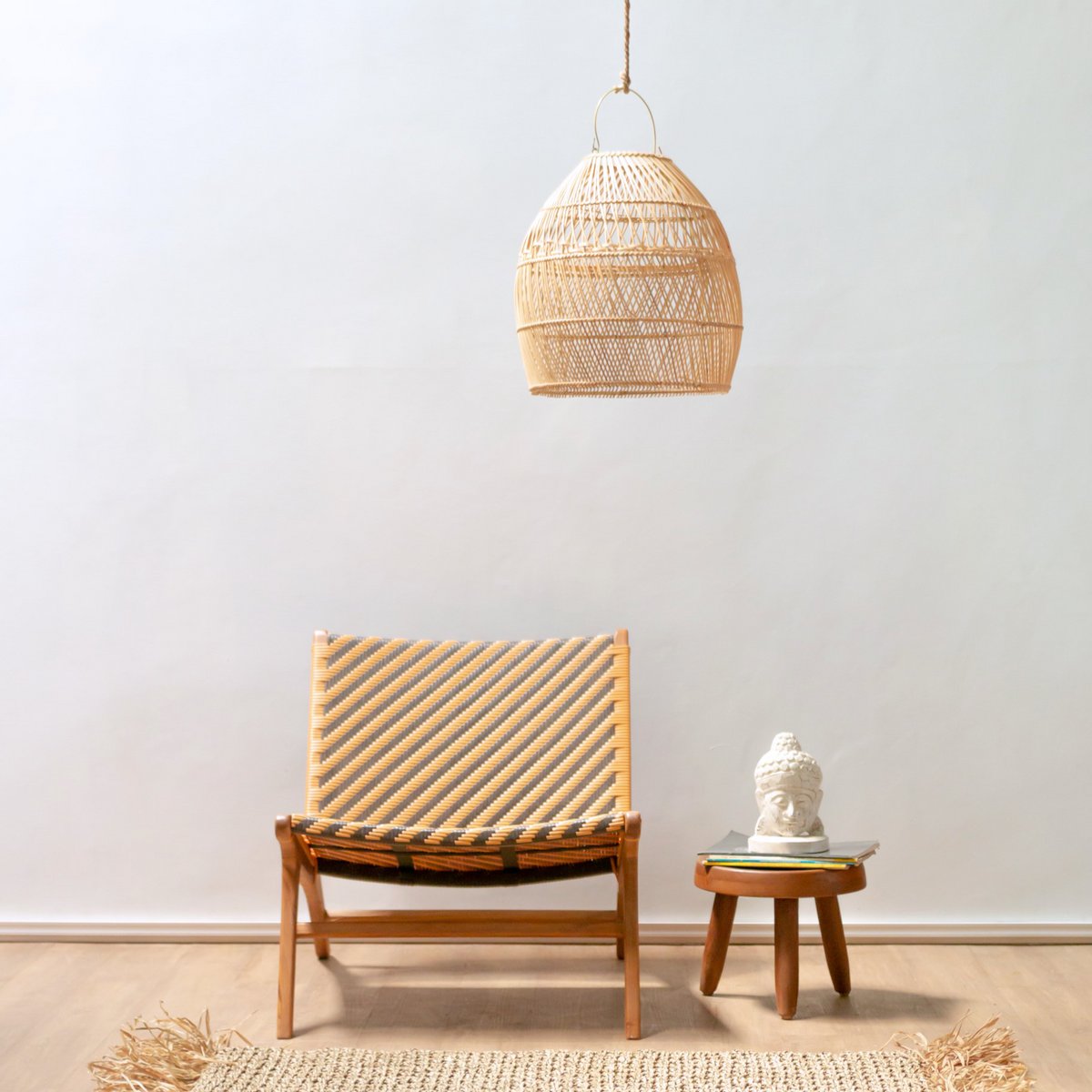 Rattan-Hängeleuchtenschirm SEMINYAK – Ø 40 cm