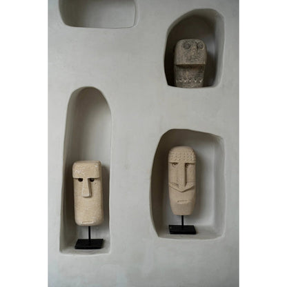 Sumba stone face on stand - hand carved