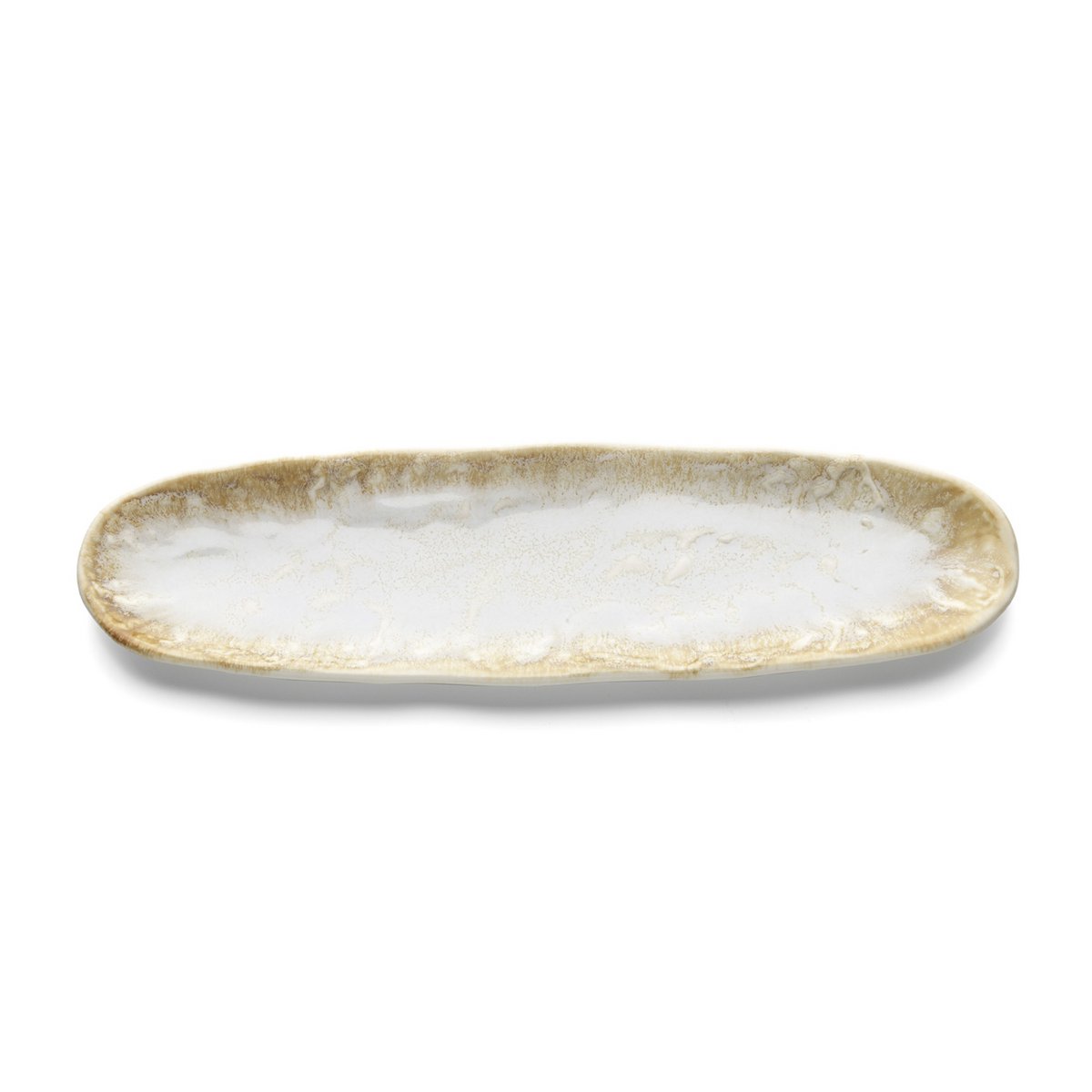 Ceramic oval platter 40.8×11.5 cm - beige