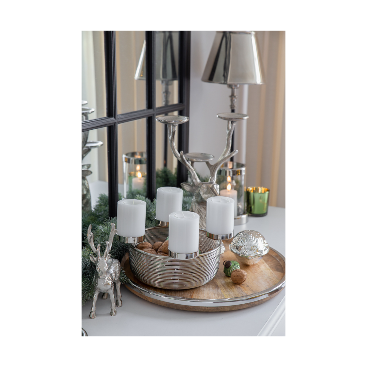 Stainless steel advent wreath Rio, 26 cm