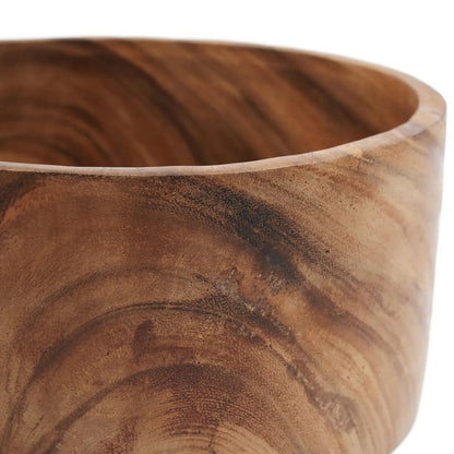 Suar wood salad bowl L, 25 cm – deep round natural