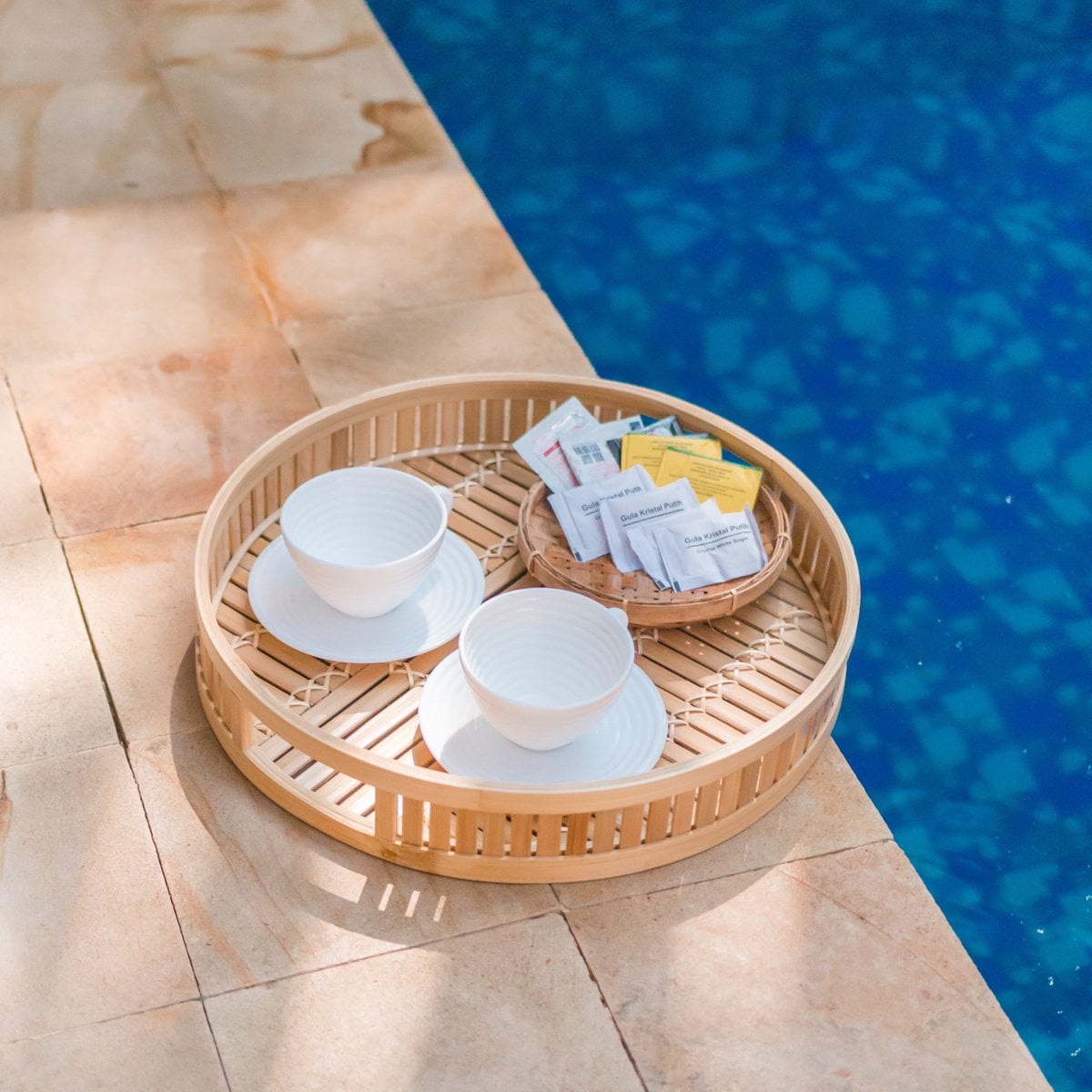 Round bamboo tray SENAYAN Ø 40 cm - beige