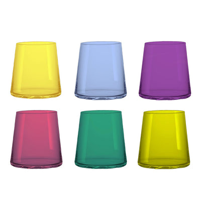 Multicolour glass water glasses 300 ml – set of 6