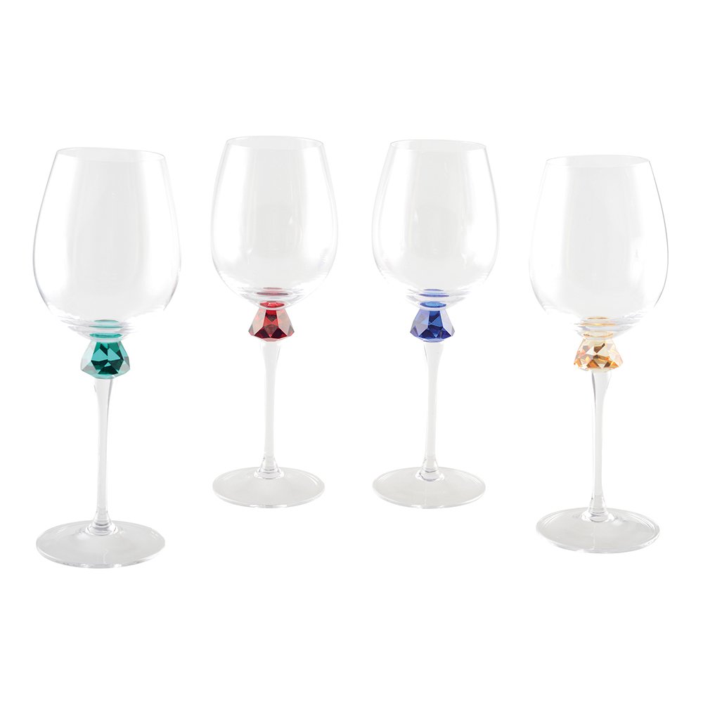 Wine glasses with diamond-cut foot – set of 4