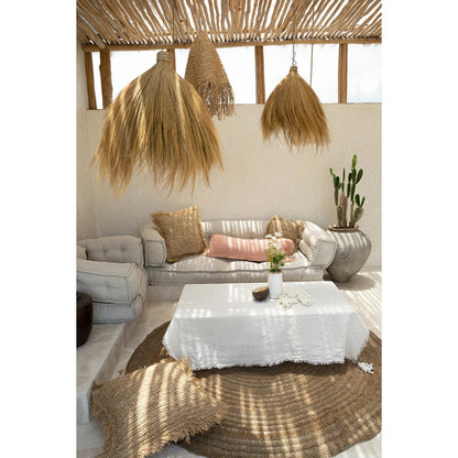 Raffia cushion cover 60×60 – handwoven, natural brown