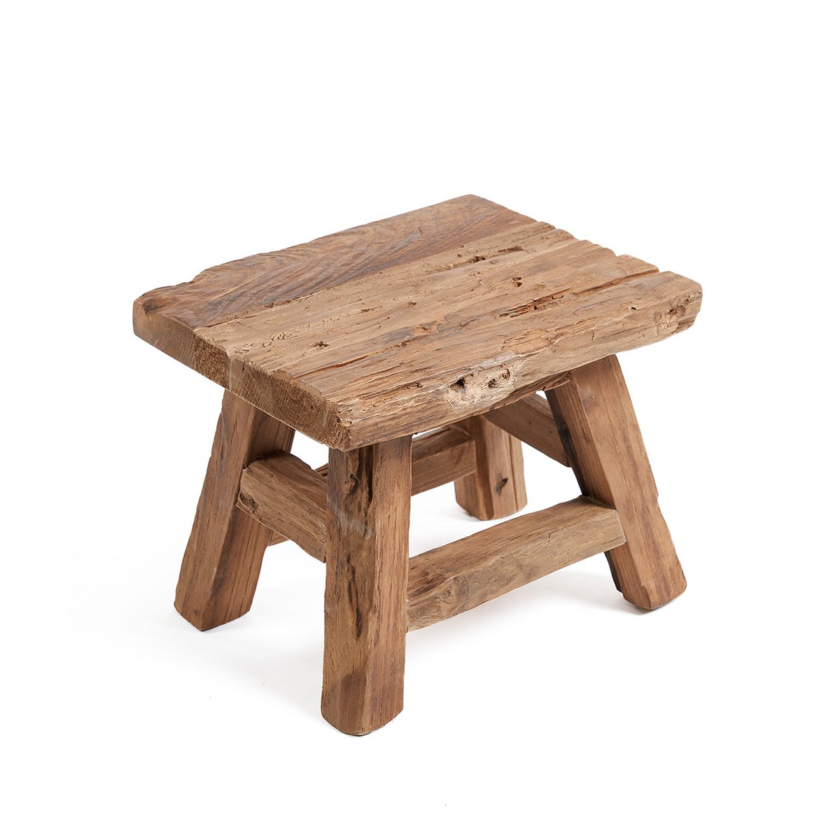Small wood stool 29×21 cm - natural, Indonesia