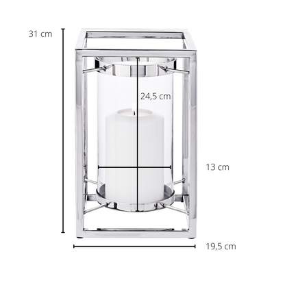 Stahllaterne Banu mit Glas, 31 cm hoch