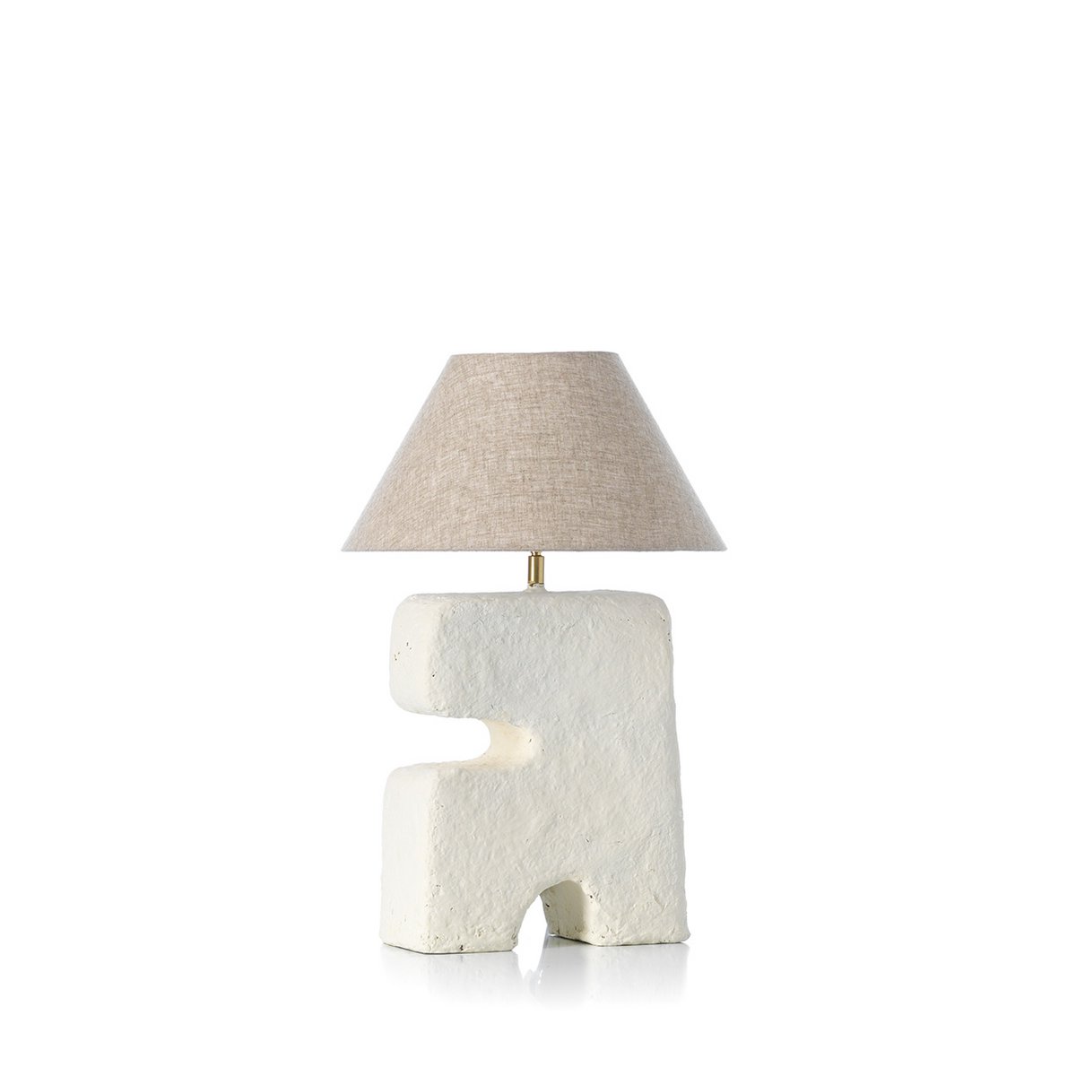 Papier-mâché table lamp, white, medium - handmade