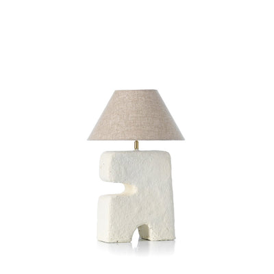 Papier-mâché table lamp, white, medium - handmade