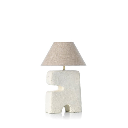 Papier-mâché table lamp, white, medium - handmade