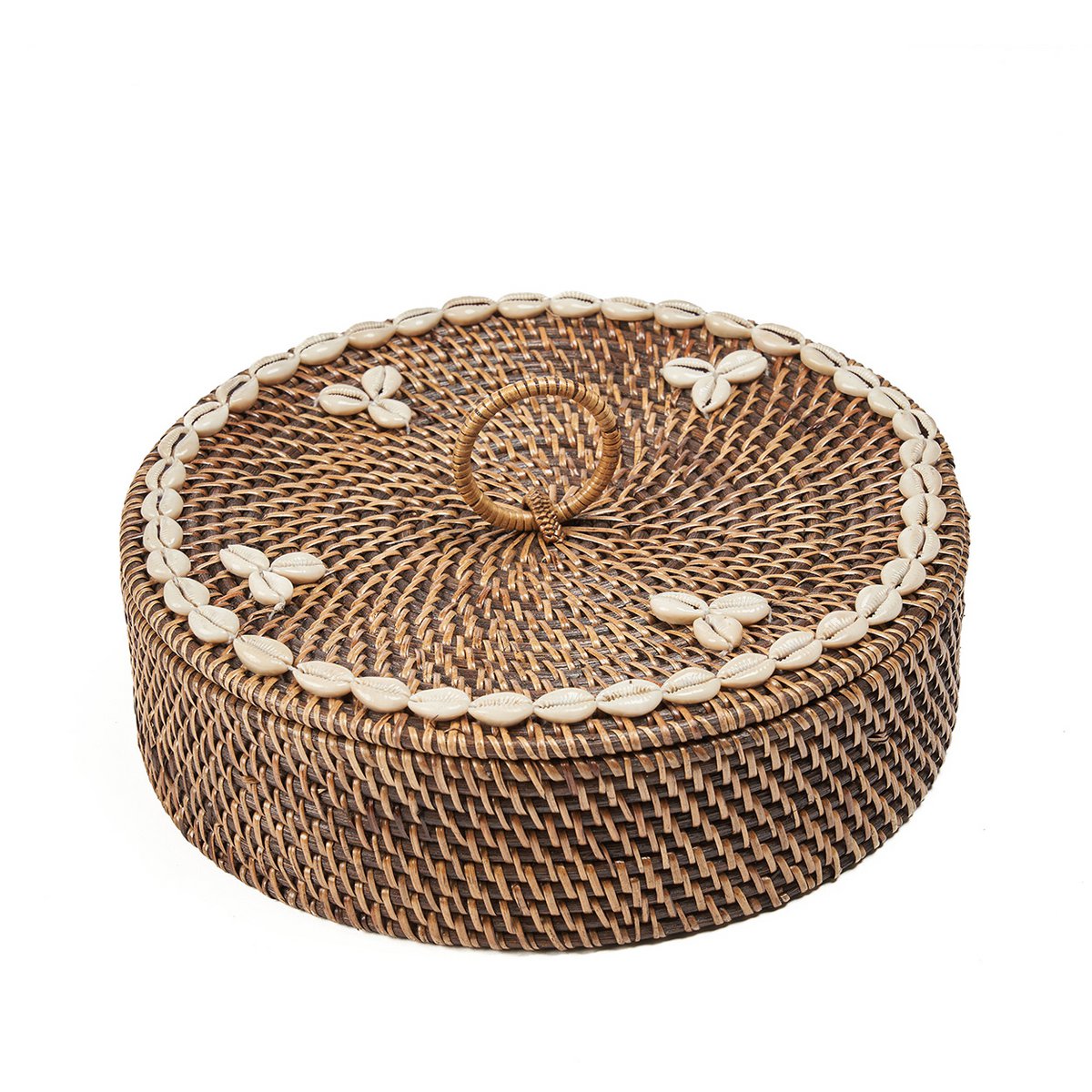 Rattan compartment basket, natural brown