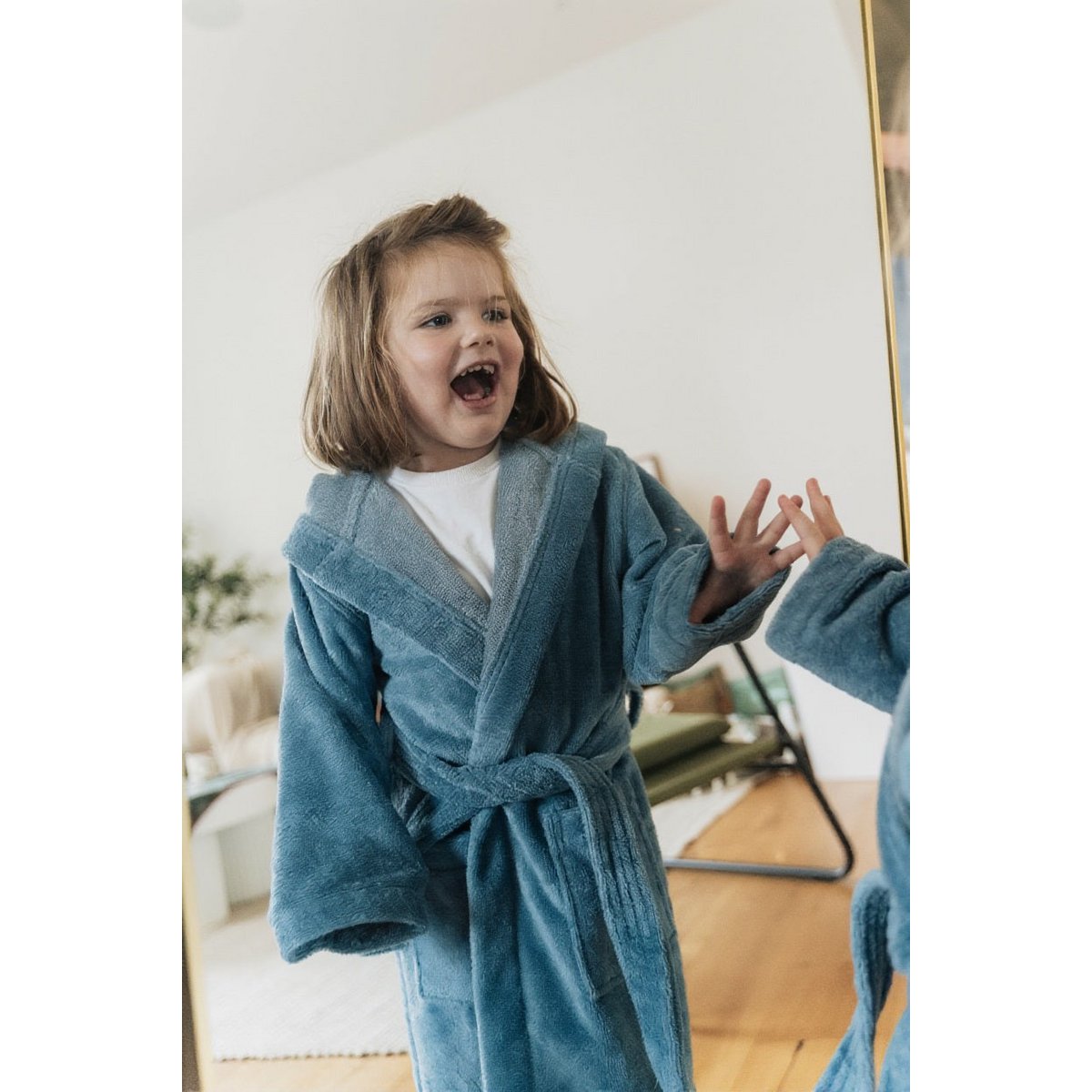Teddy Kinderbademantel mit Kapuze, 98–104 – Fleece & Baumwolle