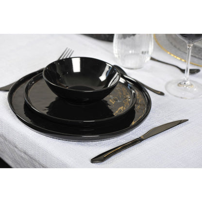 Black cutlery set, stainless steel, 24 pieces