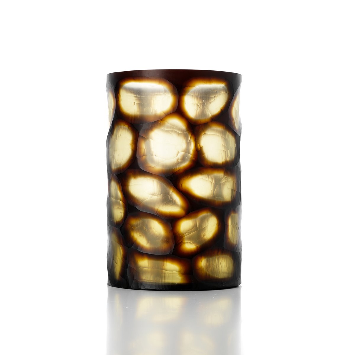 Handblown glass vase, amber - 35.5 cm XL