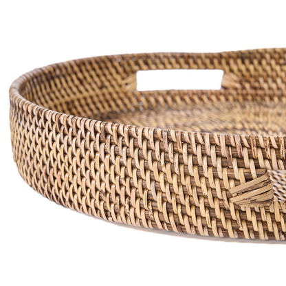 Rattan serving tray, 41 cm - handwoven natural