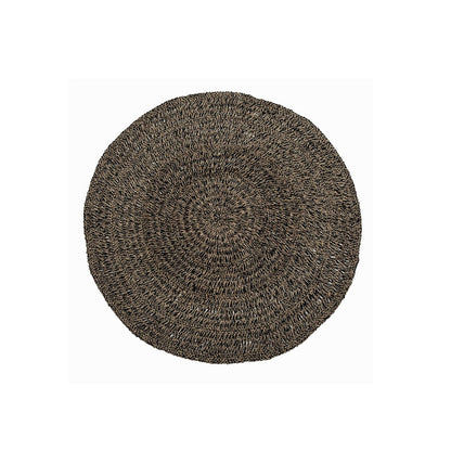 Seagrass carpet, round, natural black, 150 cm