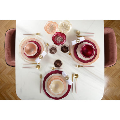 Glass flower dinner plate, vanilla - 28 cm