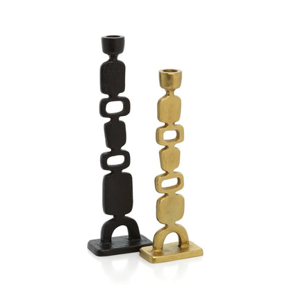 Totemo candle holder, recycled aluminum, matte black - L