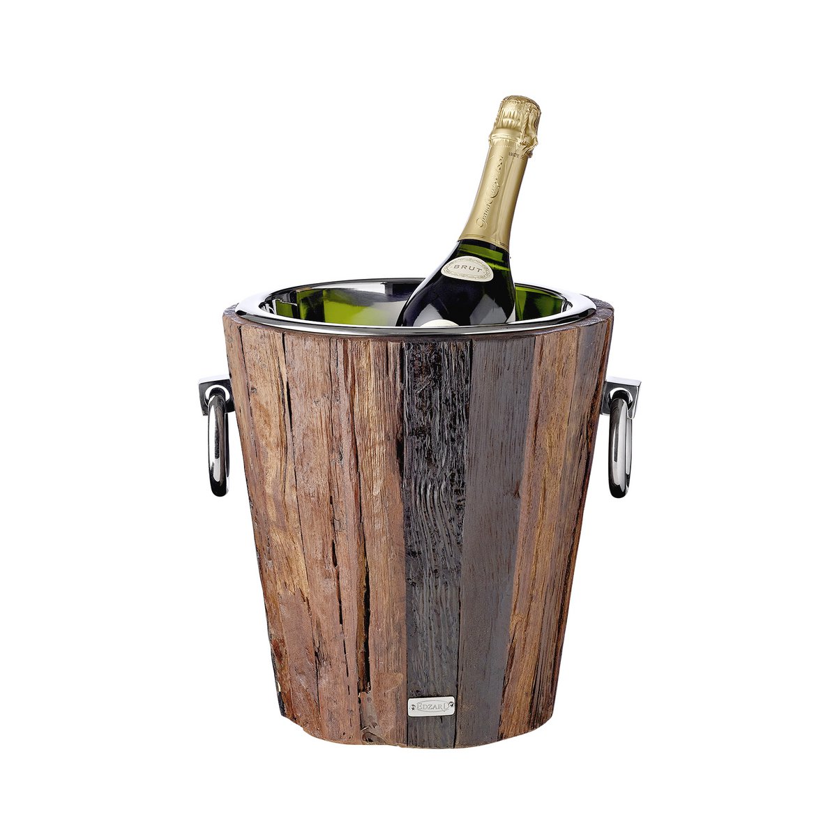 Weinkühler Providence aus Edelstahl, 28 cm – Teak und Silber