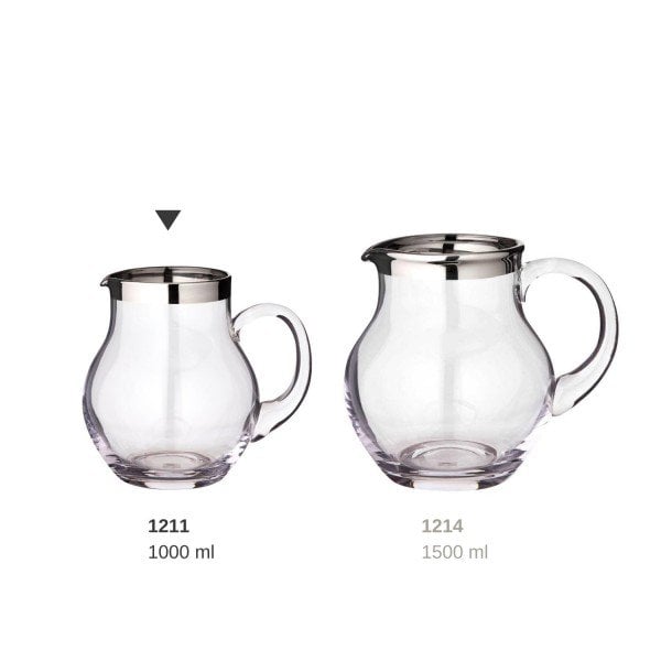 Crystal jug Olivia 1.0 L - platinum rim, hand-blown