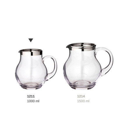 Crystal jug Olivia 1.0 L - platinum rim, hand-blown