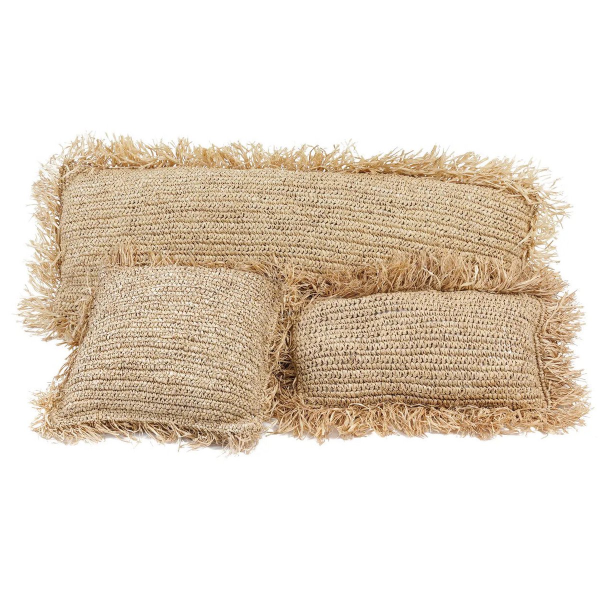 Kissenbezug aus Bast 35×100 cm – handgewebt, naturbeige