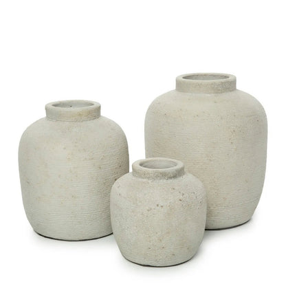Terrakotta vase, rund - 22 cm, hvid
