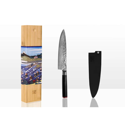 Damascus stainless steel gyuto chef knife - wood handle