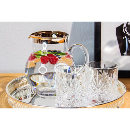 Hand-blown glass jug Olivia, 1.5L - platinum rim