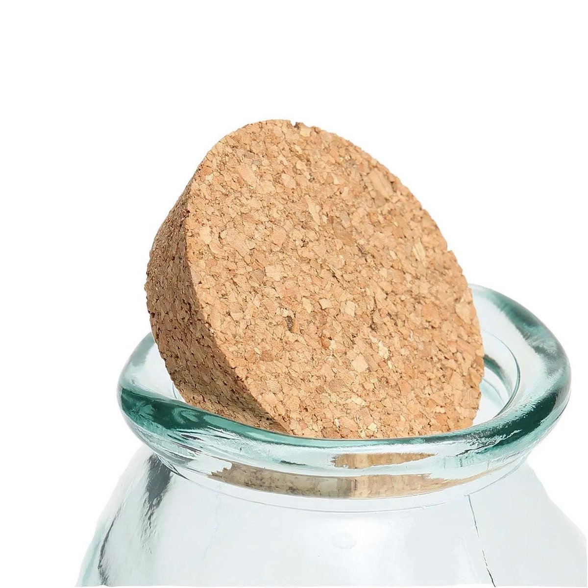 Recycled glass pot with cork lid, blue, small