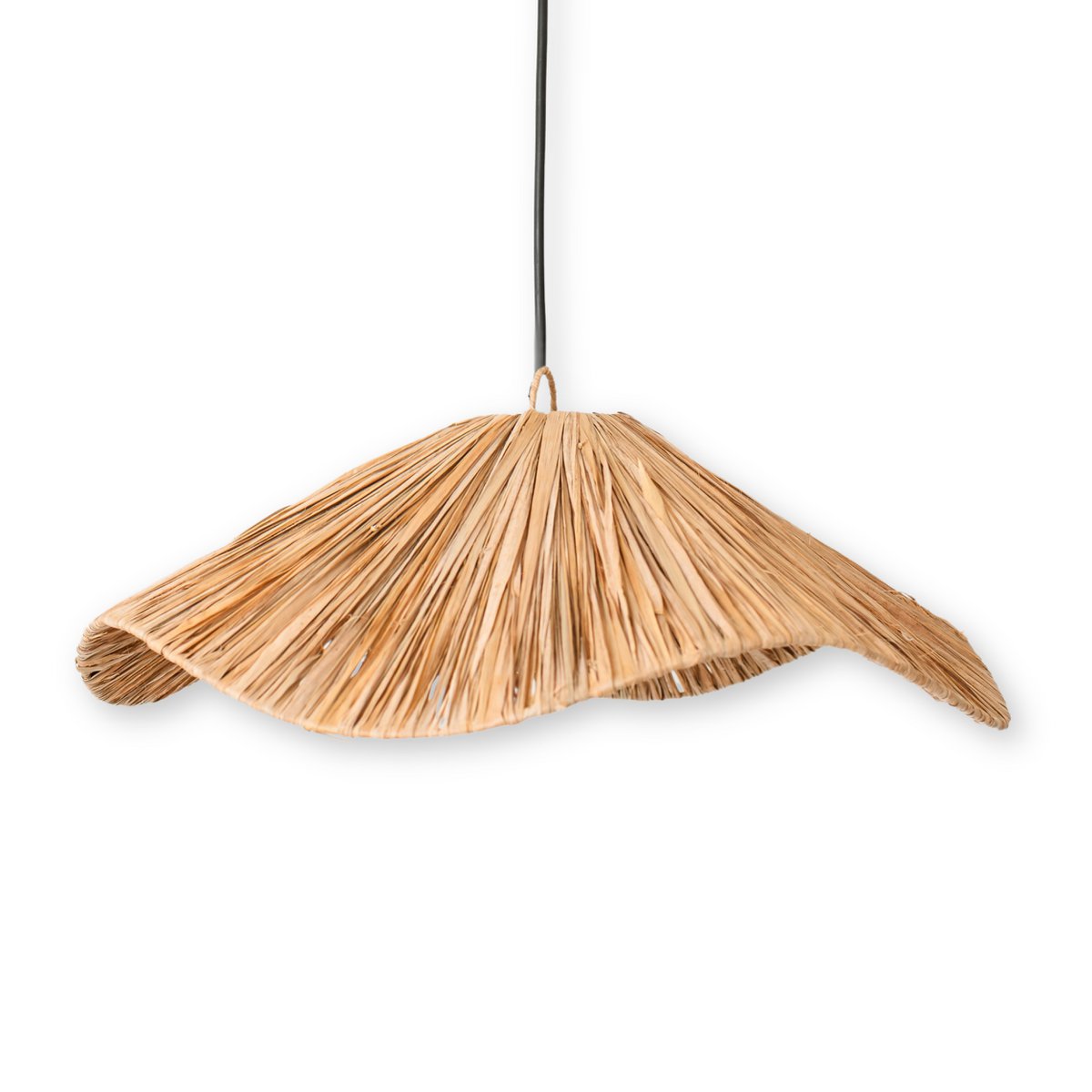 Seegras Pendelleuchte Ø 53 cm – breiter, flacher Schirm, beige und grün