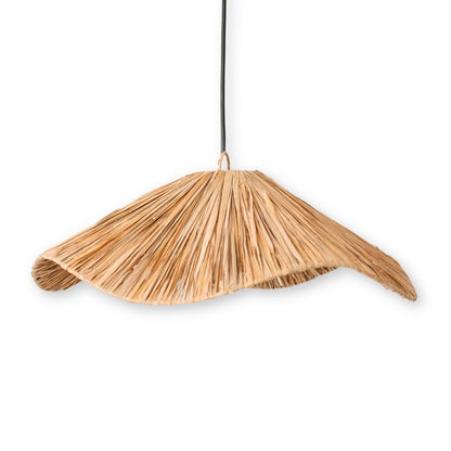Seegras Pendelleuchte Ø 53 cm – breiter, flacher Schirm, beige und grün
