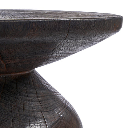 Wood side table, dark walnut, 50 cm - drum form