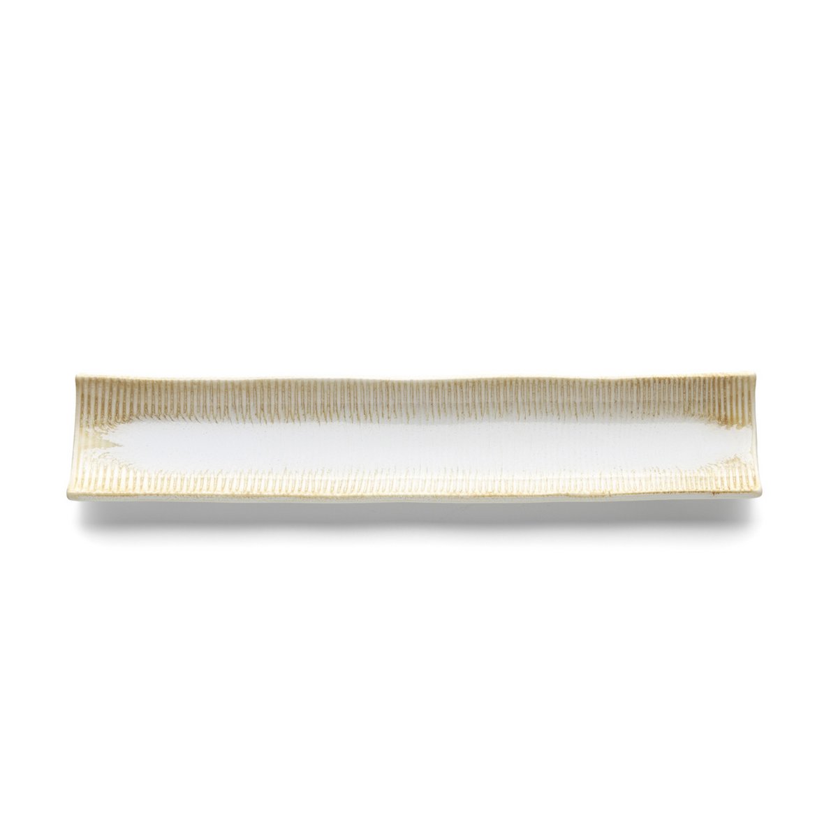 Keramisk langt fad 39×8 cm - beige