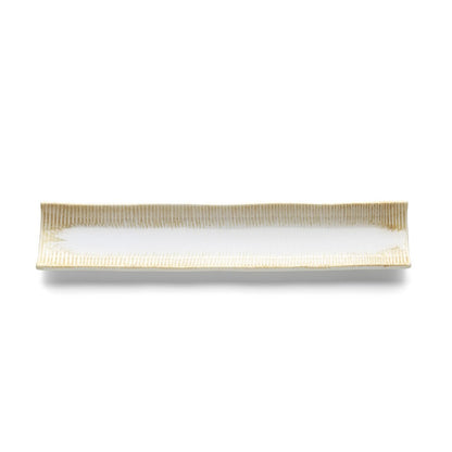 Keramisk langt fad 39×8 cm - beige