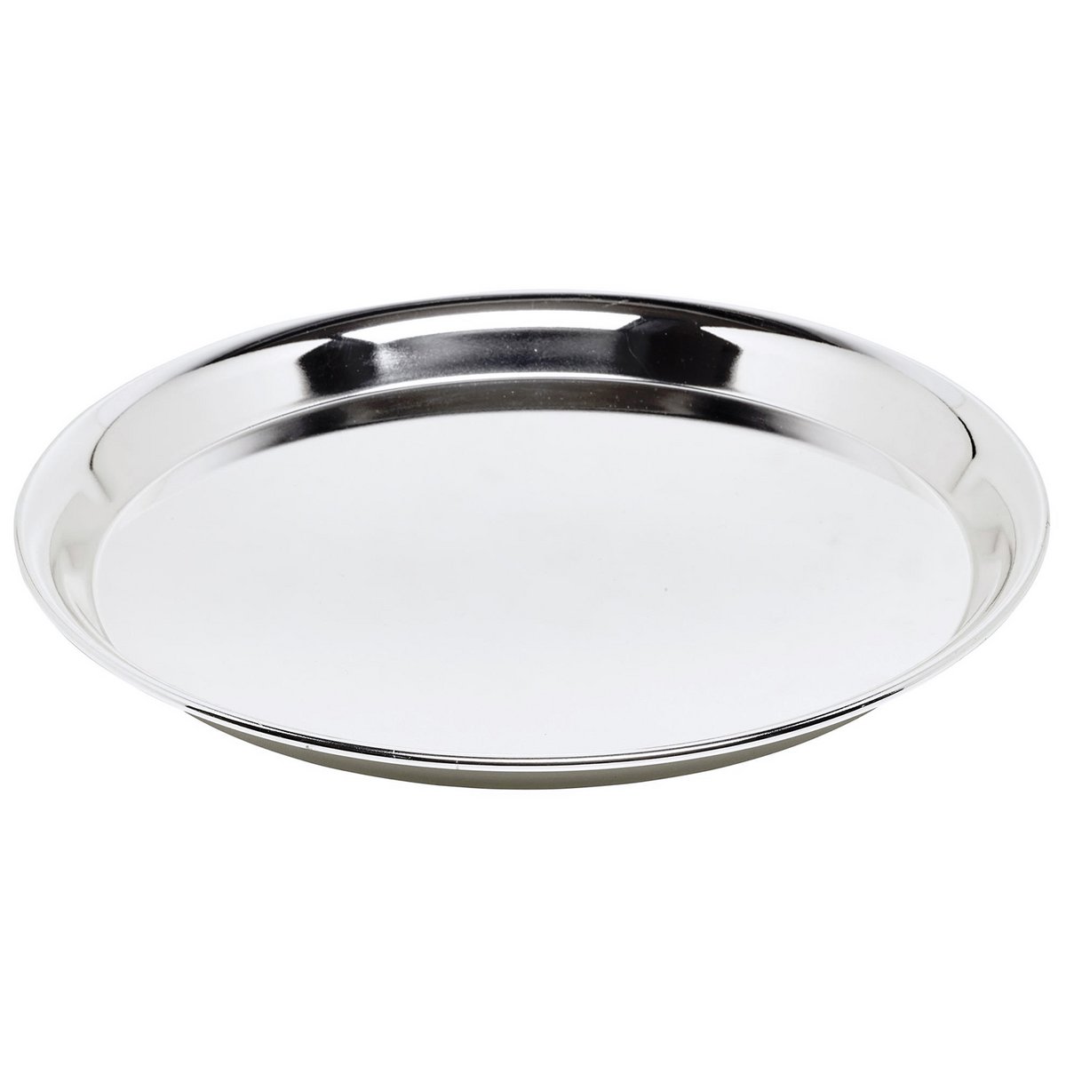 Serviertablett Marlene, polierter Stahl, rund – 34 cm
