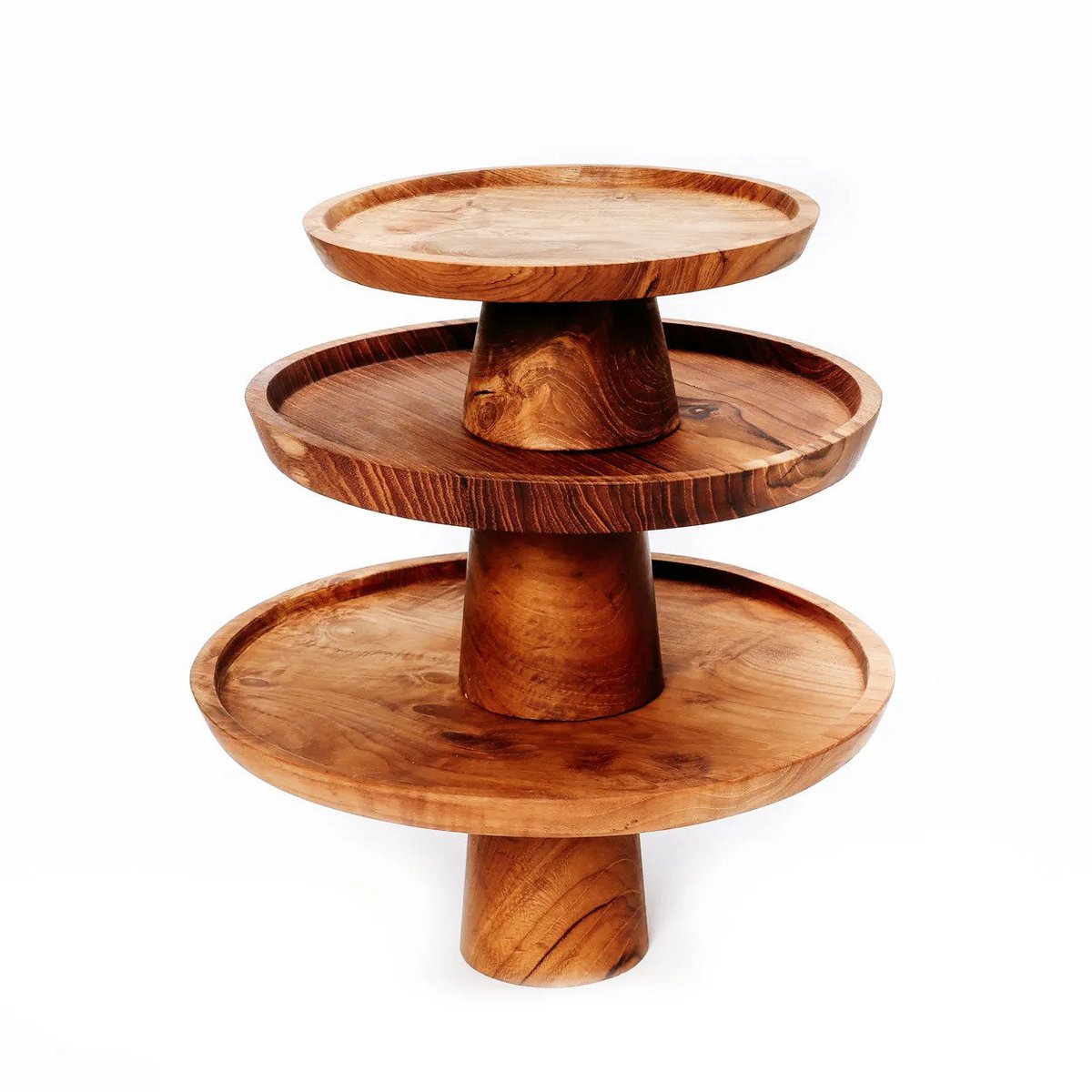 Teak cake stand, 28 cm - large