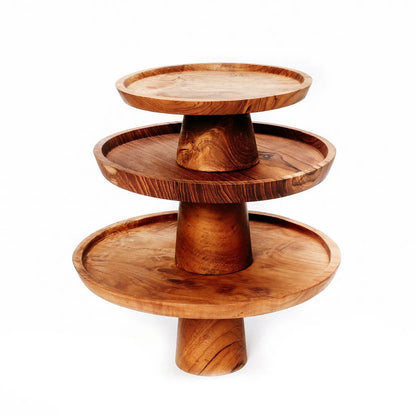 Teak cake stand, 28 cm - large