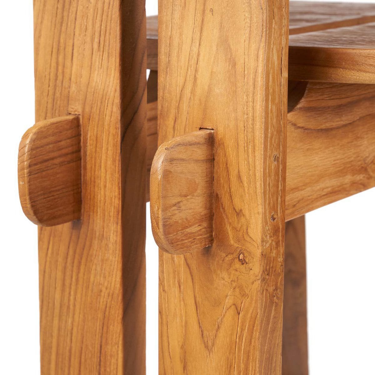 Teak bar stool, natural - dual split-back 58 × 108 cm
